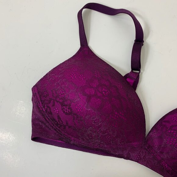 Ambrielle Back Smoothing Wire Free Bra in Purple Lace - Size 34C - Picture 2 of 6